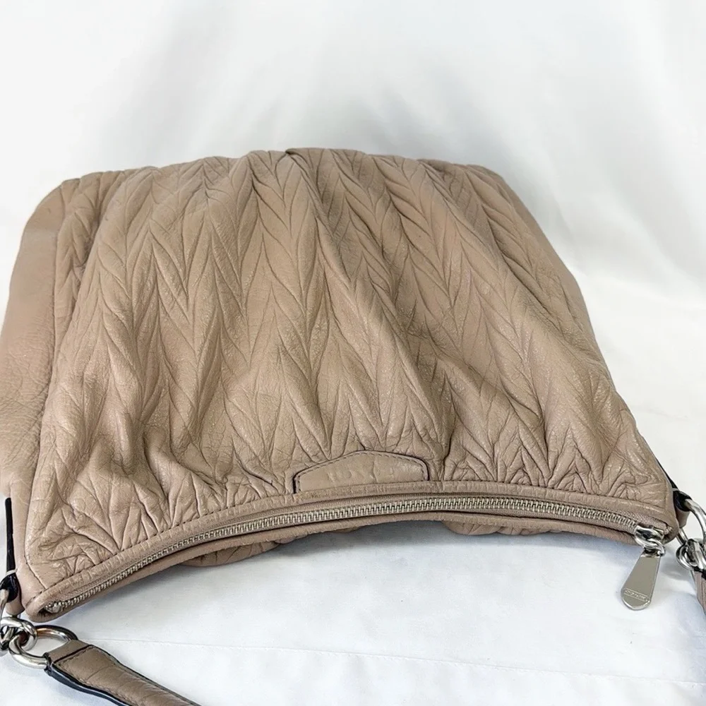 Coach Taupe Quilted Leather Hobo Bag with Silver Hardware